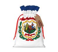 West Virginia State Flag Linen Drawstring Gift Bag Xmas Party Candy Bag Reusable Storage Pouches