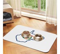 West Virginia State Flag Map Absorbent Leather Pet Tablecloth Non-Slip Dining Pad For Puppy Kitten Food Water Bowls