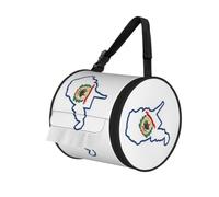 West Virginia State Flag Map Print Cylinder Bathroom Tissue Holder With Buckle Strap, Portable Paper Case For Road Trips