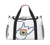 West Virginia state Flag Map print Travel Duffle Bag Gym Bag for Women,Puffer Tote Bag,Weekender Overnight Bag Organizer, Black, One Size