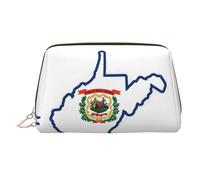 West Virginia State Flag Map Printed Handheld Makeup Case, Spacious Toiletry Organizer Designed for Brushes and Toiletries