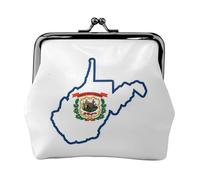 West Virginia State Flag Map Printed Kiss Lock Coin Pouch Faux Leather Mini Clutch for Travel Shopping and Daily Outing