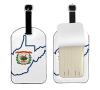 West Virginia State Flag Map Printed PU Leather Bag Tag, Personalized Baggage Label, Privacy Flap ID Shield, for Vacation
