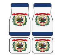 West Virginia State Flag Non-Slip Car Floor Mats 4-Piece Set Full Coverage Vehicle Liners Universal Fit Auto Accessories