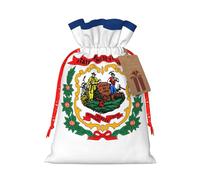West Virginia State Flag Print Christmas Drawstring Holiday Candy Bag Xmas Sacks Reusable Wrapping Bags Party Favor