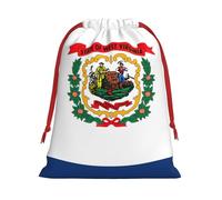 West Virginia State Flag Print Drawstring Gift Reusable Pouch Wedding Candy Toys Cards Storage Function Portable