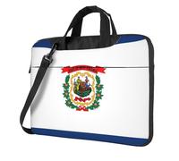 West Virginia State Flag Print Laptop Bag, Adjustable Shoulder Strap and Hidden Handle, Simplify Your Everyday, Black/White, 14 inch