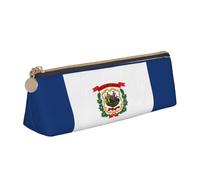 West Virginia State Flag Print Large Capacity Leather Pencil Case Smooth Zippered Pen Pouch School Travel Makeup