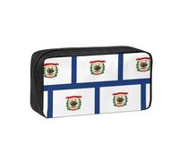West Virginia State Flag Print Large Pencil Case Big Capacity Pen Case Durable Pencil Box Stationery Bag for Travel Makeup