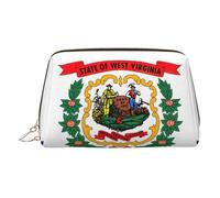 West Virginia State Flag Print Leather Makeup Bag for Women Travel Toiletry Bag for Toiletries Cosmetic Bag