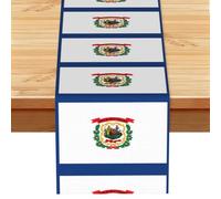 West Virginia State Flag Print Linen Texture Table Runner Fade-Resistant Dining Table Decor For Buffet Console Kitchen 33x183cm