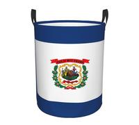 West Virginia state flag Print Round Laundry Hamper Waterproof Storage Basket Clothes Organizer Home Accessory