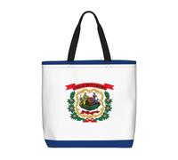 West Virginia state flag print Tote Bag for Women Lady, Reusable Shopping Bag Travel, Zipper,Inner Pocket