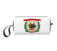 West Virginia state flag print Travel Toiletry Pouch, Pencil Bag Canvas Makeup Bag, Multi-Purpose Cosmetic Bag with Zipper, White, One Size