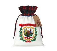 West Virginia State Flag Print Xmas Drawstring Gift Bag Festive Christmas Reusable Wrapping Bags Needs