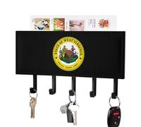 West Virginia State Logo Decorative Mail and Key Holder for Wall Hanger Organizer with 5 Hooks Small Wall Mounted Hold