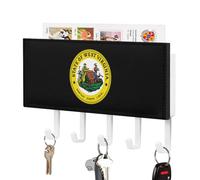 West Virginia State Logo Decorative Mail and Key Holder for Wall Hanger Organizer with 5 Hooks Small Wall Mounted Hold