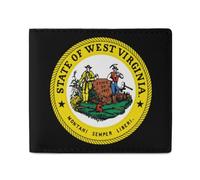 West Virginia State Logo Leather Bifold Wallet for Men Slim Card Cases with 2 Slots Minimalist Coin Purs