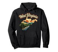 West Virginia State Retro Sunset Mountain Landscape Pullover Hoodie