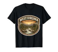West Virginia The Mountain State Souvenir Trip Memorabilia Value Graphic T-Shirt, Men, Black, M