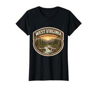 West Virginia The Mountain State Souvenir Trip Memorabilia Value Graphic T-Shirt, Women, Black, L