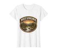 West Virginia The Mountain State Souvenir Trip Memorabilia Value Graphic T-Shirt, Women, White, M