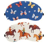 West Wild Cowboys with Horses Rodeo Pattern 2-Pack Light-Blocking Soft Breathable Eye Masks with Eye Patches and Sleep Masks