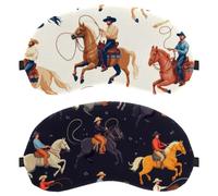 West Wild Men Cowboys with Horses Black 2-Pack Light-Blocking Soft Breathable Sleeping Mask Eye Patch