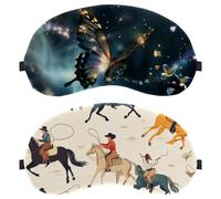 West Wild Men Cowboys with Horses Pattern 2-Pack Light-Blocking Soft Breathable Sleep Mask Eye Patch Eye Cover