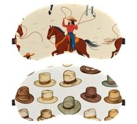 West Wild Vintage Cowboy Hat Pattern 2-Pack Light-Blocking Soft Breathable Eye Patch Sleeping Masks