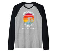 West Wittering - Cold Water Swimming Top - Sunset Raglan Baseball Tee