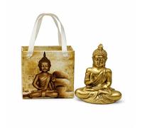 West5Products Miniature Grey Buddha Statue 5.5cm With Gift bag - Small Zen Buddha Ornament for Home Decor, Office Desk, Car & Meditation Space (Gold)