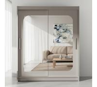 Westa Xii 150 Cm Mirrored Sliding Cashmere Wardrobe Spacious Modern Storage With Shelves And Hanging Space