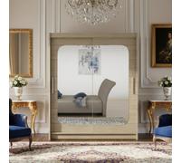 Westa Xii 150 Cm Mirrored Sliding Sonoma Wardrobe Spacious Modern Storage With Shelves And Hanging Space