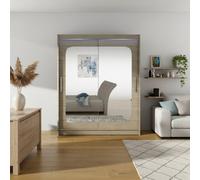 Westa Xii 150 Cm Mirrored Sliding Sonoma Wardrobe Spacious Modern Storage With Shelves Hanging Space And Rgb Led Colorful