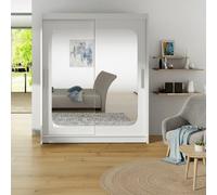 Westa Xii 150Cm Sliding Door Wardrobe With Mirrors Modern Bedroom Storage With Hanging Rails And Shelves White
