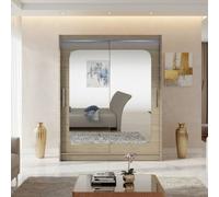 Westa Xii 150Cm Sliding Door Wardrobe With Mirrors Modern Bedroom Storage With Hanging Rails And Shelves Sonoma Rgb Led Colorful