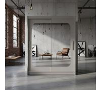 Westa Xii 150Cm Sliding Door Wardrobe With Mirrosr Modern Bedroom Storage With Hanging Rails And Shelves Cashmere