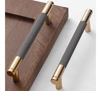 Westablize 10 Pack 5 Inch 128 mm Bar Cabinet Pulls Gold and Grey Knurled Handles for Brushed Gold Drawer Pulls Cupboard Aluminum Handles