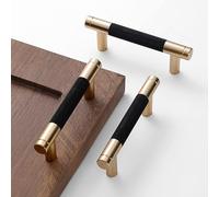 Westablize 2 Pack 3 Inch 76 mm Bar Cabinet Pulls Gold and Black Knurled Handles for Brushed Gold Drawer Pulls Cupboard Aluminum Handles 6226 Cabinet Handles (3 Inch, Set of 2, Gold and Black)