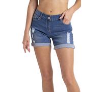 westAce Ladies Boyfriend Stretch Denim Shorts Casual Summer Cotton Beach Womens Ripped Hot Pants with Pockets (Light Blue, 12)