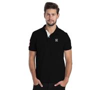 westAce Mens 2025 Campus 3 Button Ribbed Collar Golf Polo Shirt (S, Black)