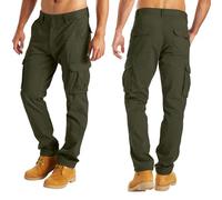 westAce Mens Cargo Combat Work Trousers Sizes Relaxed Fit Combat Heavy Duty Easy Care Safety Multi Pocket Camping Hiking Trousers (Olive, 36W / 32L)