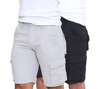 westAce Mens Cargo Shorts Combat Twill Work Chino Knee Length Summer Pants Pockets Pack of Two, Black & Grey - Cargo, 38W