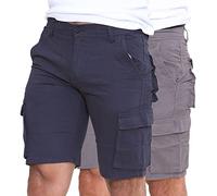 westAce Mens Cargo Shorts Combat Twill Work Chino Knee Length Summer Pants Pockets Pack of Two, Navy & Beige - Cargo, 40W