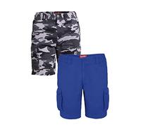 westAce Mens Cargo Shorts (Pack of 2) Combo Army Militiry Camo 100% Cotton Casual Multi-Pockets Cargo Combat Chino Work Half Pants Size 32-44 (Grey Camo + Royal Blue, 36)