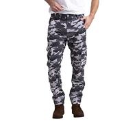 westAce Mens Cargo Trouser Camouflage Army Regular Fit Essential 6 Pockets 100% Cotton Military Combat Security Heavy Duty Work Wear Full Pants 32W-44W (Grey-Camo, 34W / 32L)