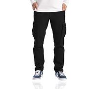 westAce Men's Cargo Trousers Casual Relaxed-Fit Multi Pocket Stretch Cotton Drawstring Work Utility Construction Hiking Tactical Streetwear Cargo Pants (Available in Big & Tall) (42W / 32L, Black)