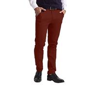 westAce Men's Chino Trousers Slim Fit Stretch Classic Wrinkle-Resistant Flat-Front Lightweight Twill Essential Casual Chino Trouser (Available in Big and Tall) (30W / 32L, Maroon)