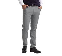 westAce Men's Chino Trousers Slim Fit Stretch Classic Wrinkle-Resistant Flat-Front Lightweight Twill Essential Casual Chino Trouser (Available in Big and Tall) (36W / 34L, Grey)
